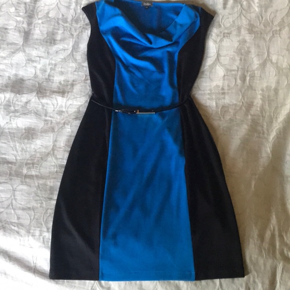 Neiman Marcus Blue & Black Jersey Dress, size 10 - Picture 4 of 7